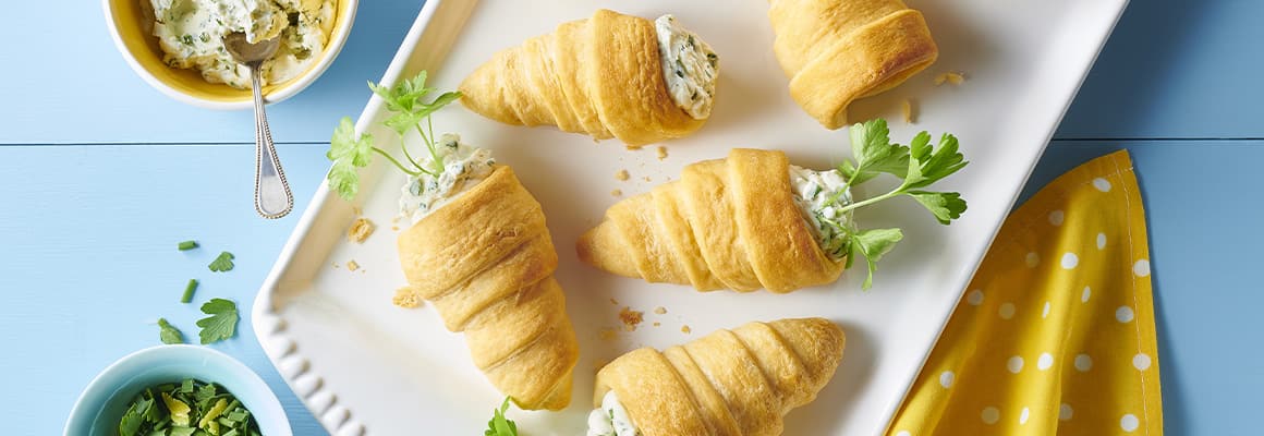 Stuffed Crescent Roll Carrots prepared recipe on a tray